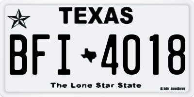 TX license plate BFI4018