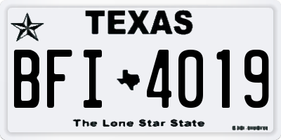 TX license plate BFI4019