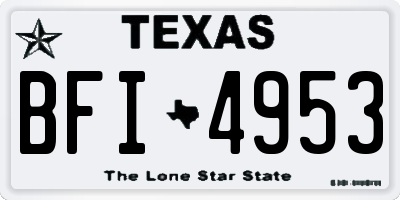 TX license plate BFI4953