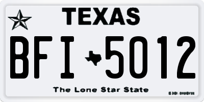 TX license plate BFI5012