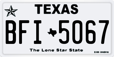 TX license plate BFI5067
