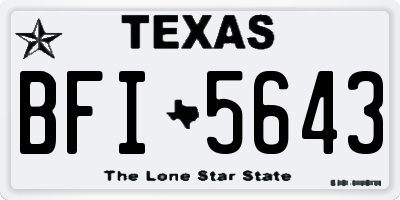 TX license plate BFI5643