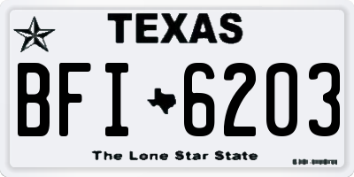 TX license plate BFI6203