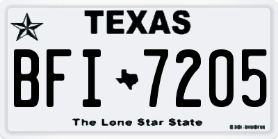 TX license plate BFI7205