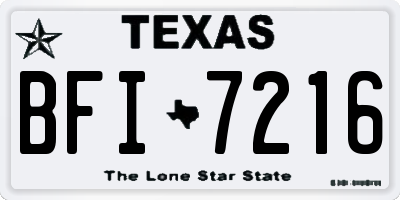 TX license plate BFI7216