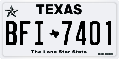TX license plate BFI7401