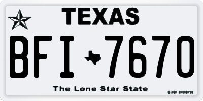 TX license plate BFI7670