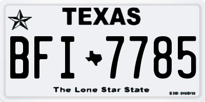 TX license plate BFI7785