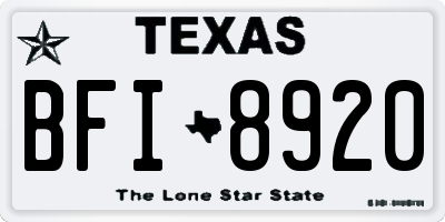TX license plate BFI8920