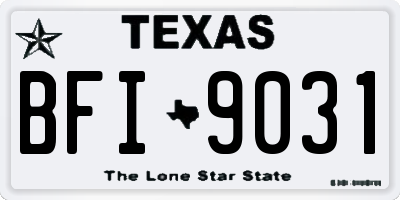 TX license plate BFI9031