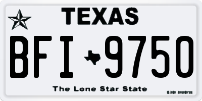 TX license plate BFI9750