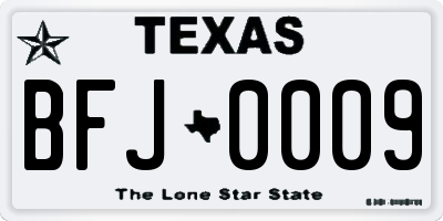 TX license plate BFJ0009