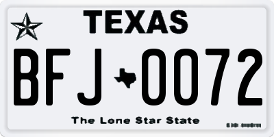 TX license plate BFJ0072