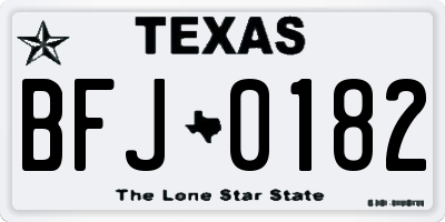 TX license plate BFJ0182