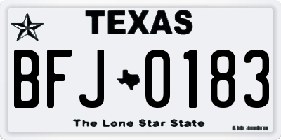 TX license plate BFJ0183