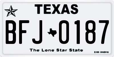 TX license plate BFJ0187