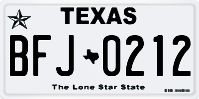 TX license plate BFJ0212