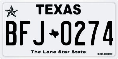 TX license plate BFJ0274