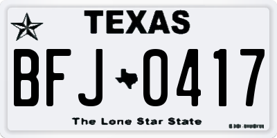TX license plate BFJ0417