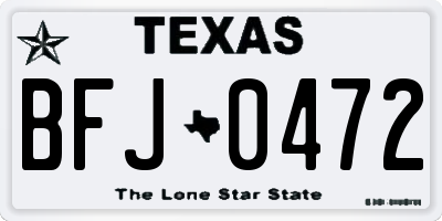 TX license plate BFJ0472