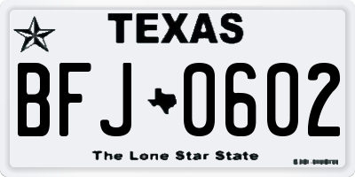 TX license plate BFJ0602
