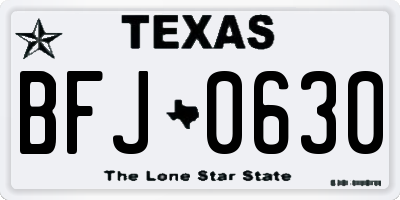 TX license plate BFJ0630