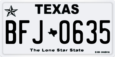 TX license plate BFJ0635