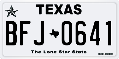 TX license plate BFJ0641