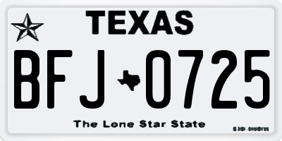 TX license plate BFJ0725