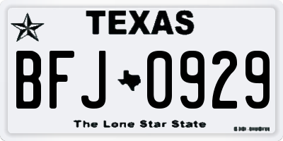 TX license plate BFJ0929