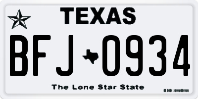 TX license plate BFJ0934