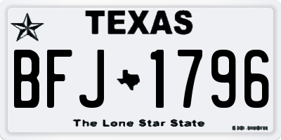 TX license plate BFJ1796