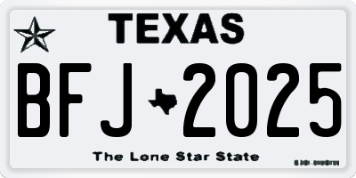 TX license plate BFJ2025