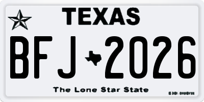 TX license plate BFJ2026