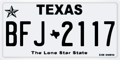 TX license plate BFJ2117