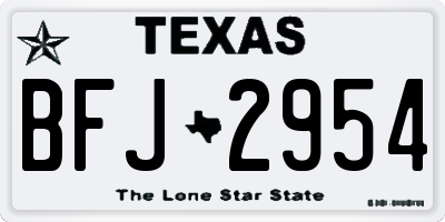 TX license plate BFJ2954