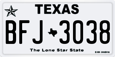 TX license plate BFJ3038