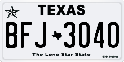 TX license plate BFJ3040