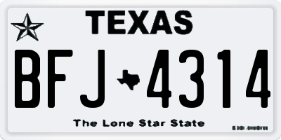 TX license plate BFJ4314
