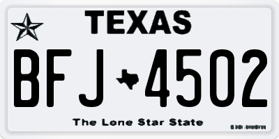 TX license plate BFJ4502
