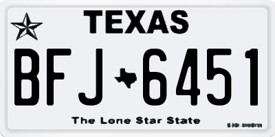 TX license plate BFJ6451