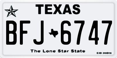 TX license plate BFJ6747