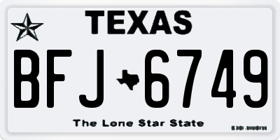 TX license plate BFJ6749
