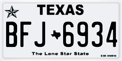TX license plate BFJ6934