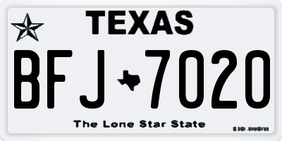 TX license plate BFJ7020