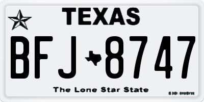 TX license plate BFJ8747