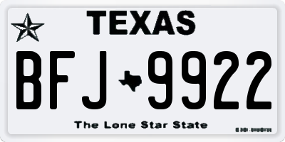 TX license plate BFJ9922
