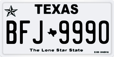 TX license plate BFJ9990