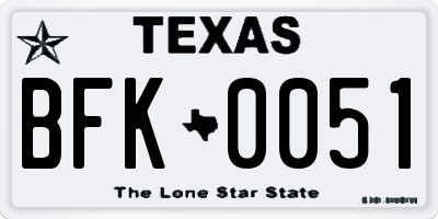 TX license plate BFK0051