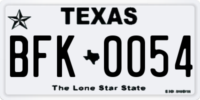 TX license plate BFK0054